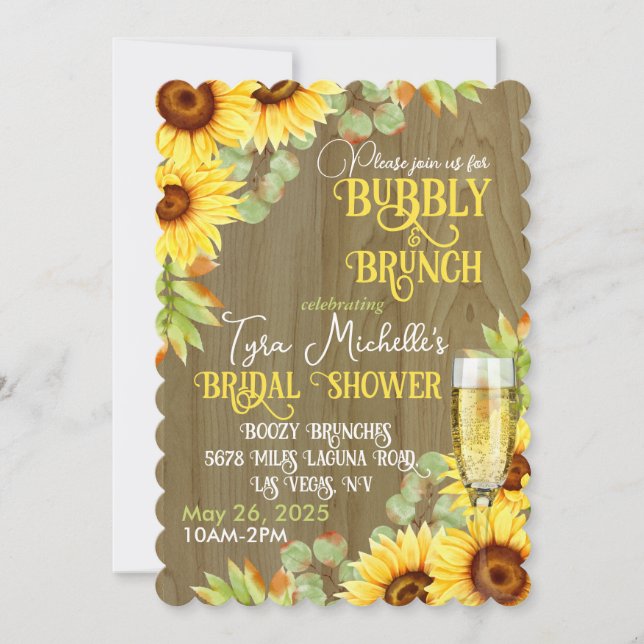 Sunflower Bubby & Brunch Bridal Shower Invitation (Front)