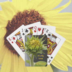 Sunflower Bud It is My Time to Bloom Floral Playing Cards