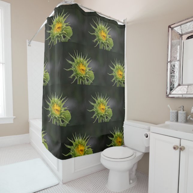 Sunflower Bud Shower Curtain (In Situ)