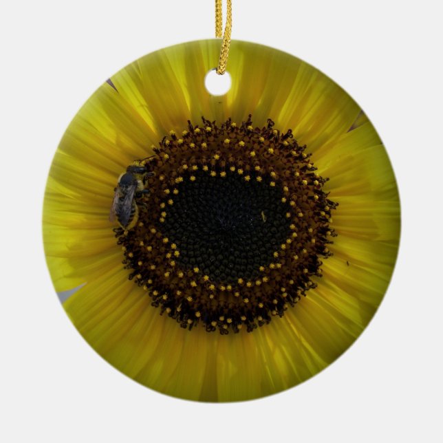 Sunflower bumble Bee 01 Ornament (Front)