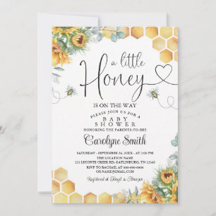 Sunflower Bumble Bee Honey Baby Shower Invitation