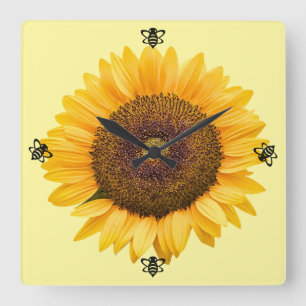 Sunflower Bumble Bee Wall Clock