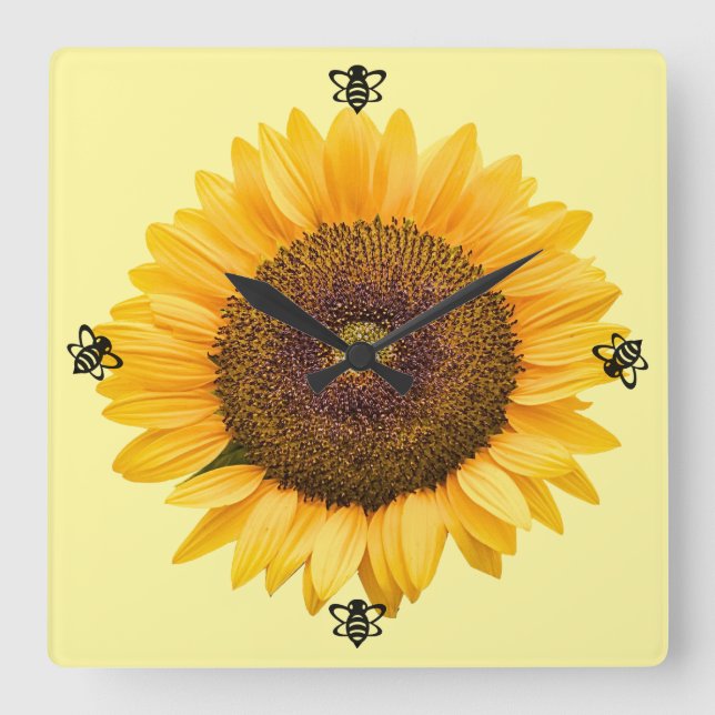 Sunflower Bumble Bee Wall Clock (Front)