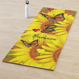Sunflower Bumblebee Butterfly Yoga Mat