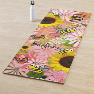 Sunflower Bumblebee Butterfly Yoga Mat
