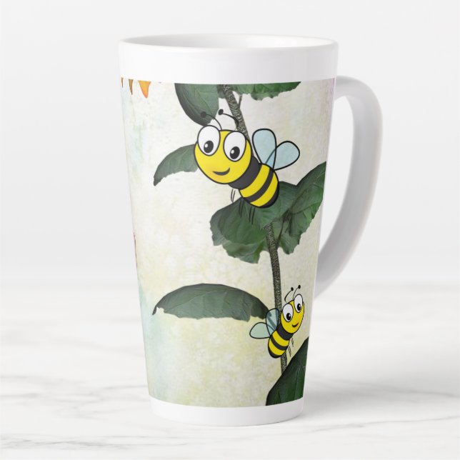 Sunflower Bumblebee Latte Mug (Right Angle)