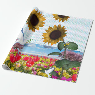 Sunflower Bumblebee Matte Wrapping Paper
