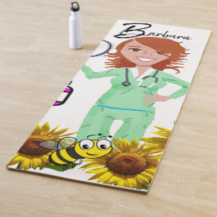 Sunflower Bumblebee Nurse Yoga Mat