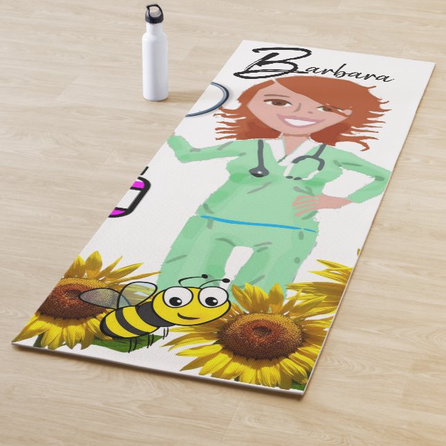 Sunflower Bumblebee Nurse Yoga Mat (In Situ)