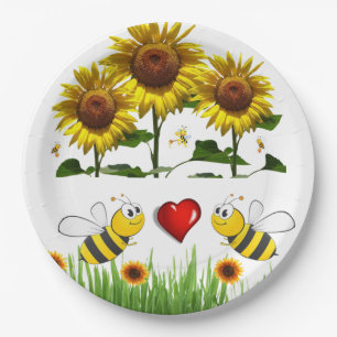 Sunflower Bumblebee Paper Plates