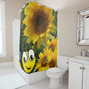 Sunflower Bumblebee Shower Curtain