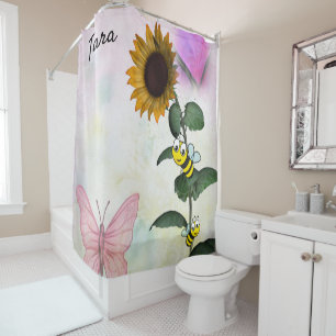Sunflower Bumblebee Shower Curtain