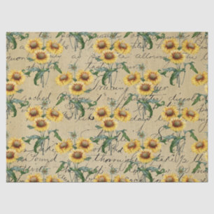 Sunflower Bunches and Cursive Decoupage Tissue Paper