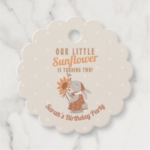 Sunflower Bunny Rabbit Birthday Favour Tags