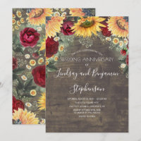 Sunflower Burgundy Red Rose Wedding Anniversary