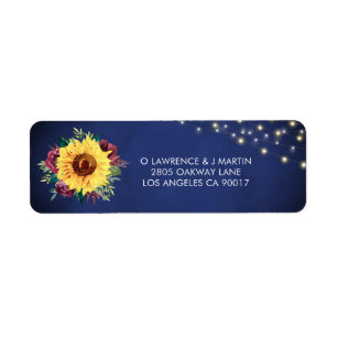 Sunflower Burgundy Rose Light Navy Wedding Address