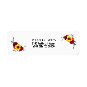 Sunflower Burgundy Rose Return Address