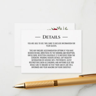 Sunflower Burgundy Rose Wedding Details Enclosure Card