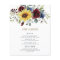 Sunflower Burgundy Roses Navy Wedding Menu Cards