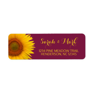 Sunflower Burgundy Wedding Return Address