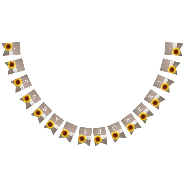 Sunflower Burlap & Crochet Lace Baby Shower Bunting (All)