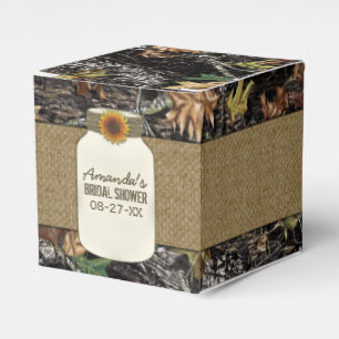 Sunflower Burlap Hunting Camo Wedding Favour Boxes