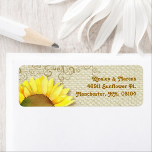 Sunflower + Burlap Wedding Return Address