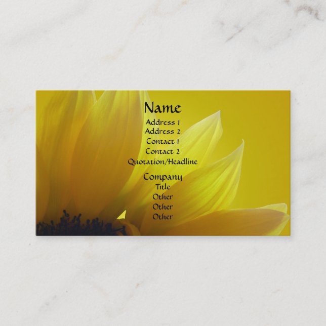 Sunflower Business Cards Personalise Business Card (Front)