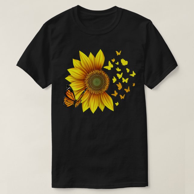 Sunflower Butterflies Design  T-Shirt (Design Front)