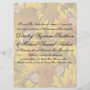 Sunflower Butterflies Floral Wedding Invitation