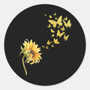 Sunflower Butterflies Positivity Butterfly Classic Round Sticker