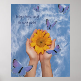 Sunflower Butterflies Poster