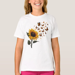 Sunflower & Butterflies Vintage Art T-Shirt