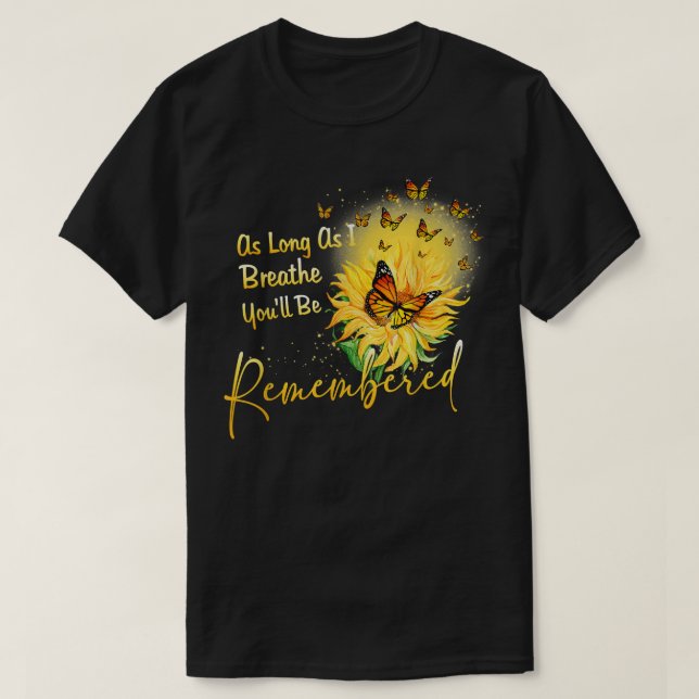 Sunflower Butterfly Angel Memorial  T-Shirt (Design Front)