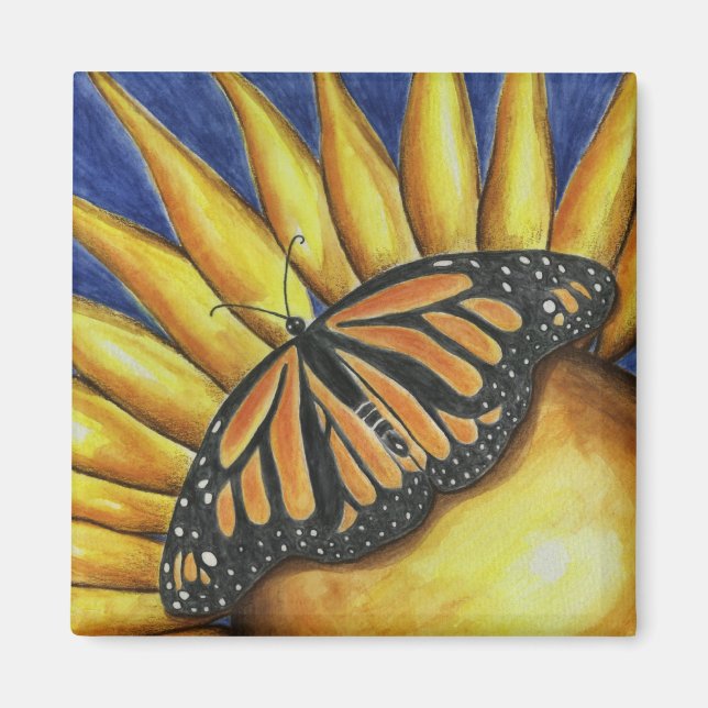 Sunflower Butterfly Art  Magnet (Front)