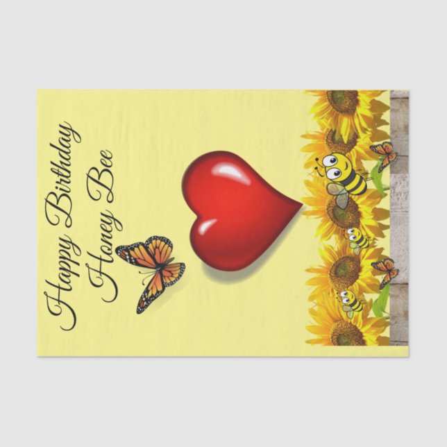 Sunflower Butterfly Bumblebee Tissue Paper (Front)