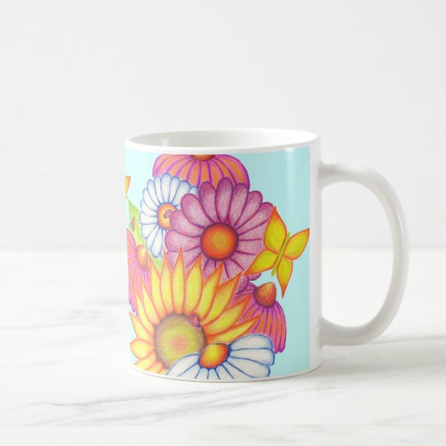 Sunflower Butterfly Daisy Coffee Mug (Right)