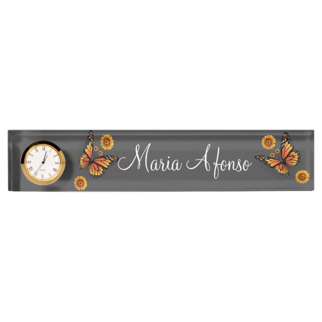 Sunflower Butterfly Desk Nameplate (Front)