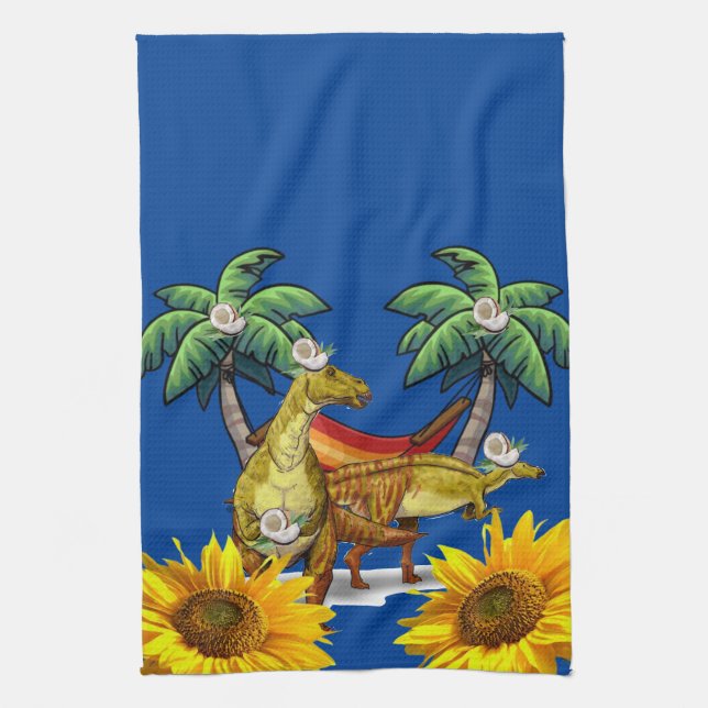 Sunflower Butterfly Dinosaur  Kitchen Towel (Vertical)