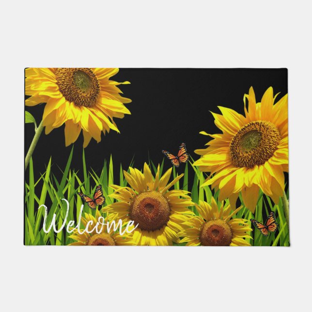 Sunflower Butterfly Door Mat (Front)