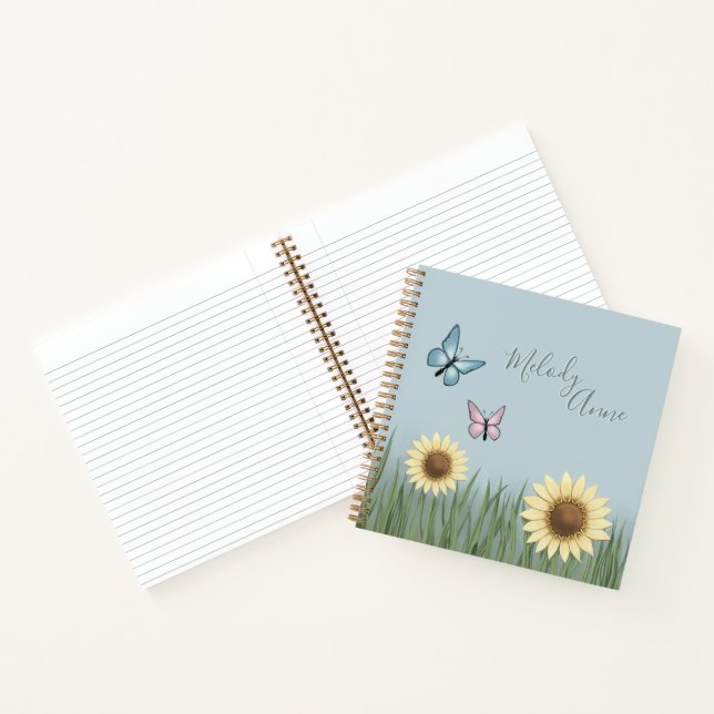 Sunflower Butterfly Floral Spiral Notebook (Inside)