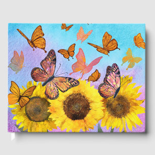 Sunflower Butterfly Garden Flowers Personalise Guest Book