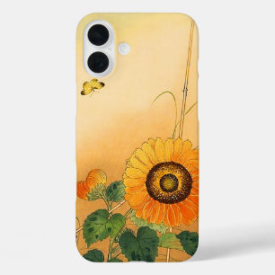 SUNFLOWER ,BUTTERFLY,GREEN LEAVES Japanese Floral iPhone 16 Plus Case