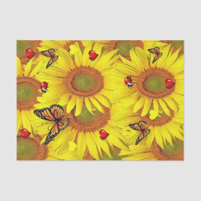 Sunflower Butterfly Ladybug Tissue Paper (Front)