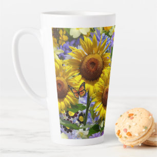 Sunflower Butterfly Latte Mug