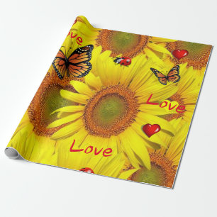 Sunflower Butterfly Love Matte Wrapping Paper