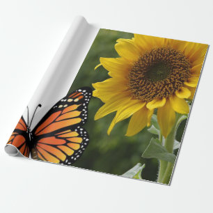 Sunflower Butterfly Matte Wrapping Paper