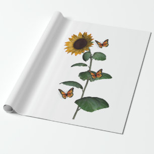 Sunflower Butterfly Matte Wrapping Paper