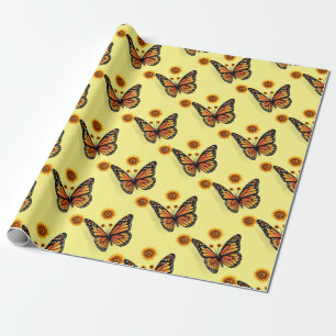 Sunflower Butterfly  Matte Wrapping Paper