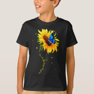 Sunflower Butterfly Never Give Up Down Syndrome T-Shirt